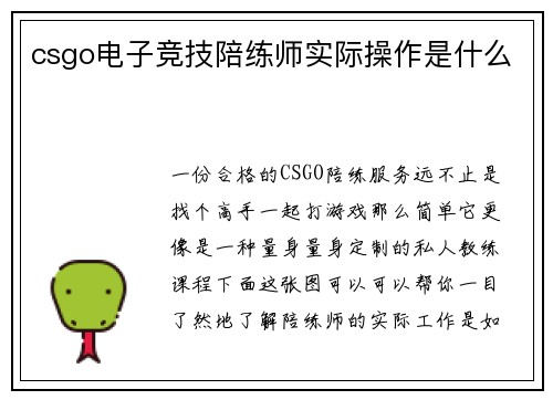 csgo电子竞技陪练师实际操作是什么